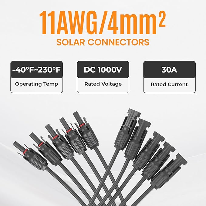 Solar Panel Connector 5 to 1 Solar Y Branch Solar Panel Splitter 5 Way Solar Panel Parallel Connectors Solar Adapter Cable Plug Pair for Solar System Panel(1 Pair 5 to 1)