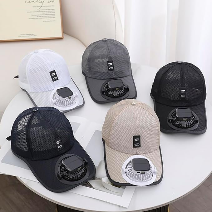 Men Women Solar Powered Fan Hat Cooling Baseball Hat Fishing Camping Beach Hats with Solar Fans Summer USB Charging Sun Hats