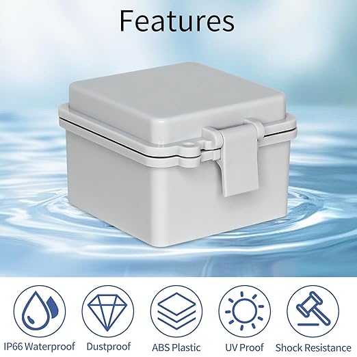 Weatherproof Electrical Box - Project Box Outdoor ABS Plastic Junction Box,Universal DIY Project Box for Indoor/Outdoor Use with Wall-Mount Bracket (3.5"x3.4"x2.3")