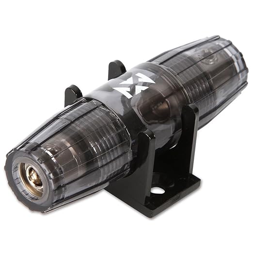 NVX XAGU48 4/8 Gauge AGU Inline Fuse Holder – Solid Brass with Satin Chrome Finish – Heat-Resistant Housing – Car & Marine Audio Circuit Protection