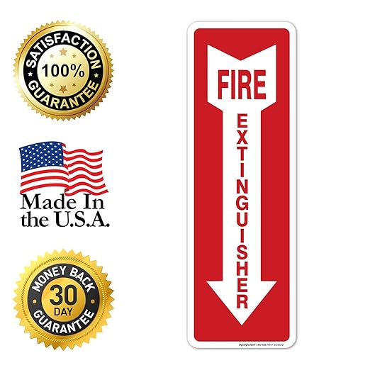 Fire Extinguisher Decal Self Adhesive Sticker 4x12" 4 Mil Vinyl SignIndoor & Outdoor Use UV Protected & Waterproof Sleek (3 Pack)