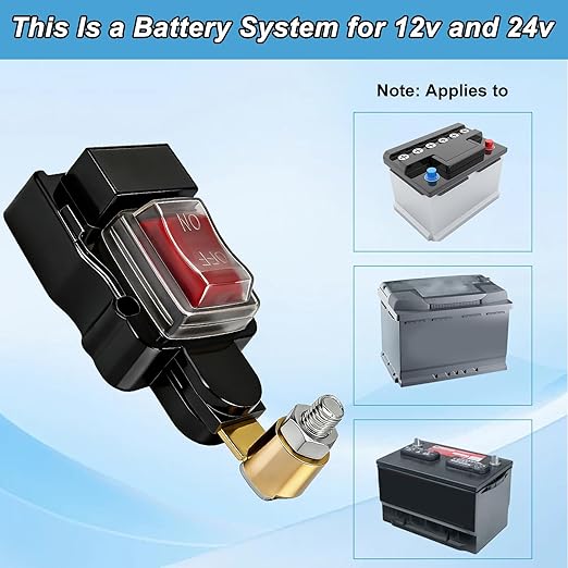 Car Battery Power Cut-Off Switch Breaker, Stable Transmission Pure Copper High Conductivity Disconnect Switch Smart Car Battery Disconnect Switch 12v-24v for Boat Rv Car Truck Supplies