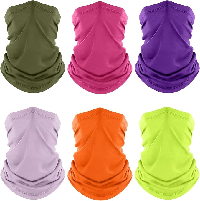 Fuinloth Neck Gaiter, 6 Pack Cooling UV Protection Bandana Face Mask Gator Scarf for Men Women