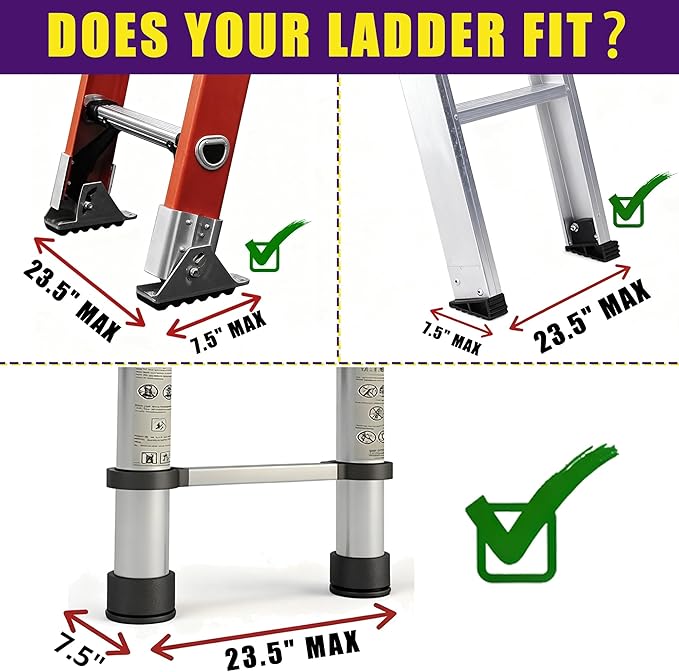 Ladder Leveler Pro | Heavy-Duty Ladder Stabilizer for Stairs | 750lb Safety Ladder Platform & Extender, Adjustable 12.6"-19.6" | Fits Ladders up to 23.5" Wide