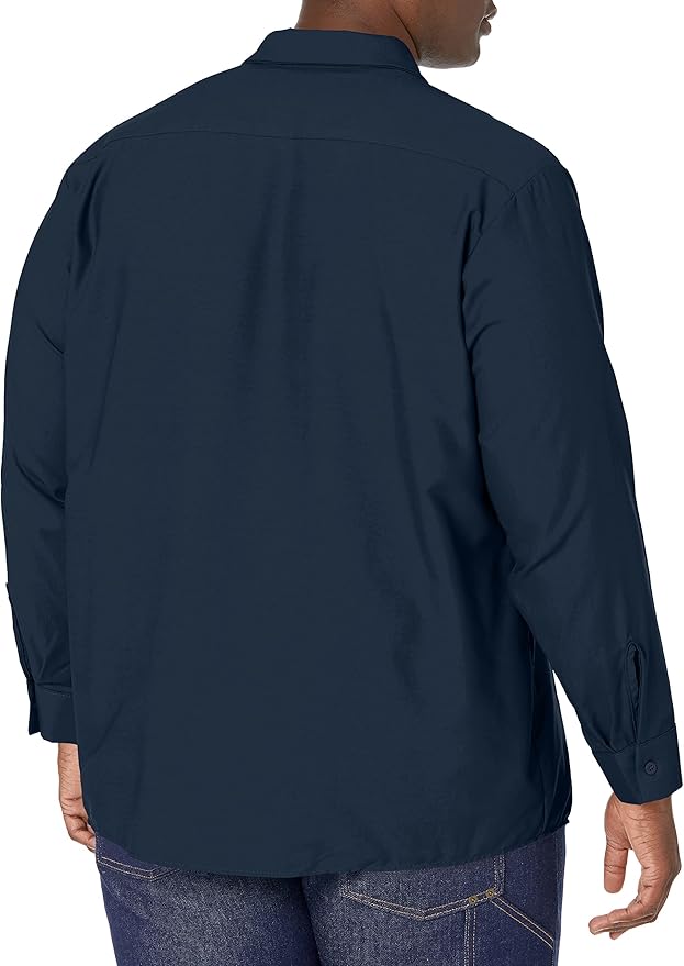 Red Kap Men's Long Sleeve Industrial Work Shirt | Moisture Wicking Button Up, Wrinkle Resistance Fights Fading & Stains