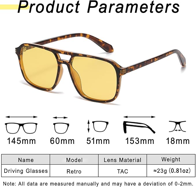Large Night Vision Glasses for Driving Women Men - Anti Glare Night Driving Glasses