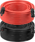 Solar Extension Cable 8AWG 50FT 2-Pack (Red + Black), PV Wire with Male/Female Solar Connectors, Weatherproof Solar Panel Wire for RV, Boat, Inverter, Off-Grid Systems