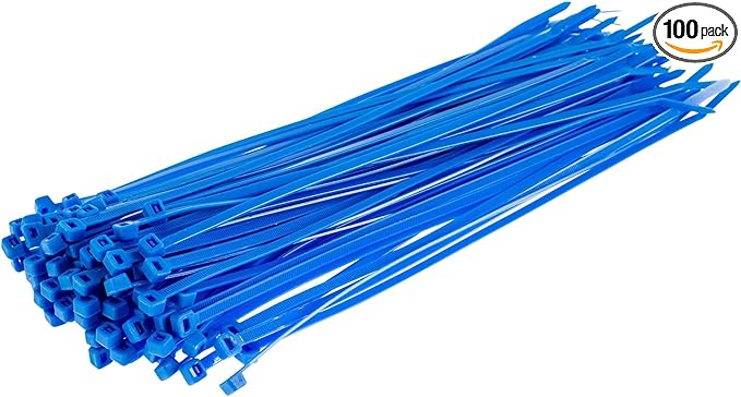 GTSE 12 Inch Blue Zip Ties, 100 Pack, 40lb Strength, UV Resistant Long Nylon Cable Ties, Self-Locking 12" Tie Wraps