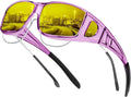 KALIYADI Night-Vision-Glasses Fit-Over-Glasses Wrap-Around Glasses: Anti Glare Night Driving Glasses for men women HD Lens