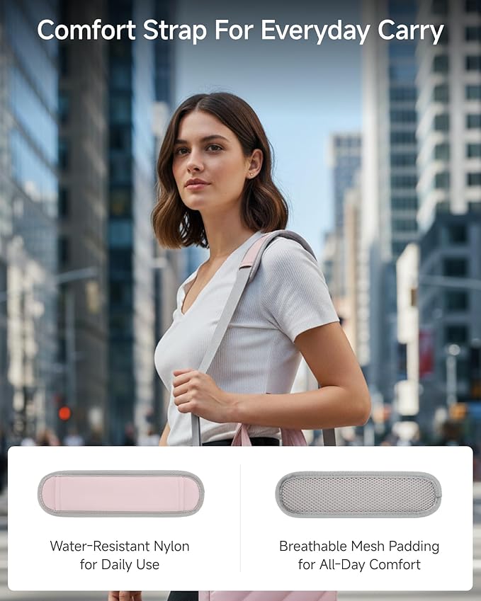 LUGGEX 56 Inch Shoulder Strap, SS01 Adjustable Replacement Belt with Padded Metal Hooks for Crossbody Duffel Messenger Sleeve Bag Brifcase, (SS01-Core, Pink)