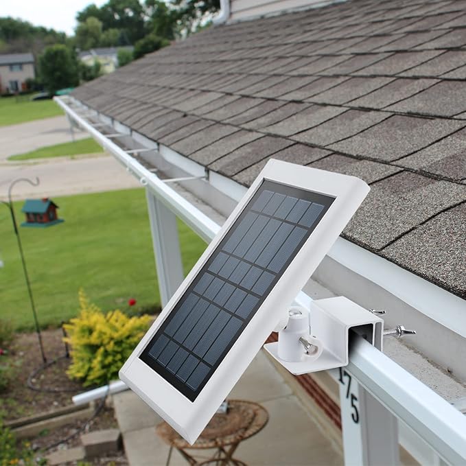 ALERTCAM Gutter Mount for Solar Panel, Adjustable Weatherproof Aluminum Alloy Mount Bracket, Perfect Angle to Get Adequate Sunlight (White)