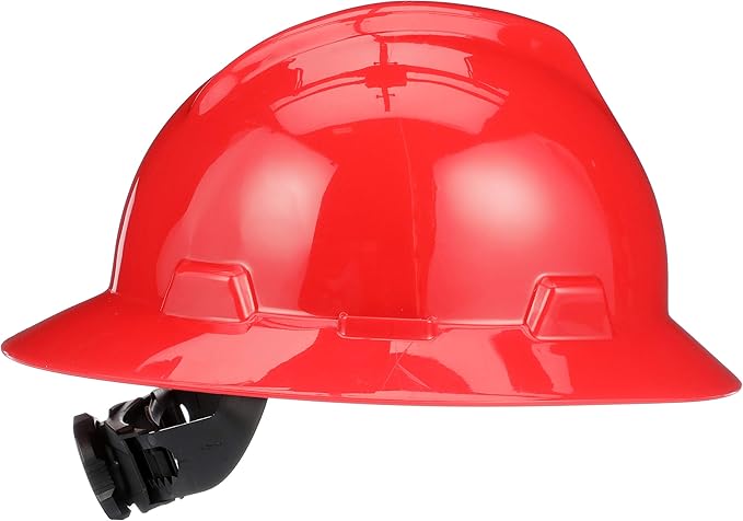 MSA V-Gard Full-Brim Hard Hat with Suspension - Polyethylene Shell, Superior Impact Protection and Self Adjusting Crown Straps - Standard Size Hard Hat