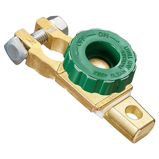 Spurtar Battery Disconnect Switch 12V - 24V Top Post, Quick Disconnect Battery Cut Off Switch for Car Truck RV Boat Vehicles, Green Knob