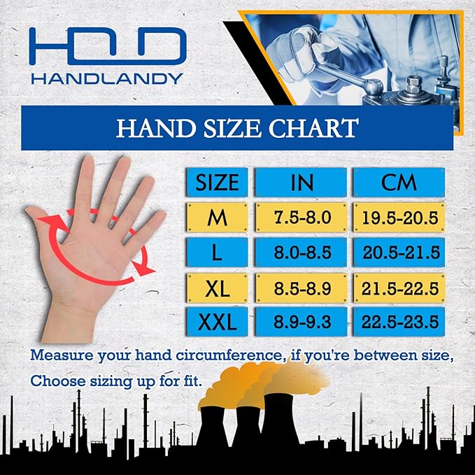 HANDLANDY Mens Work Gloves Touch screen, Utility Mechanic Gloves, Flexible Breathable Fit- Padded Knuckles & Palm