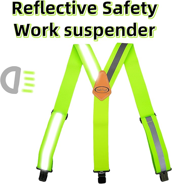 MELOTOUGH Reflective Safety Suspenders|Work Suspenders with Hi Viz Reflective Strip Hold Up Tool Belt Suspenders