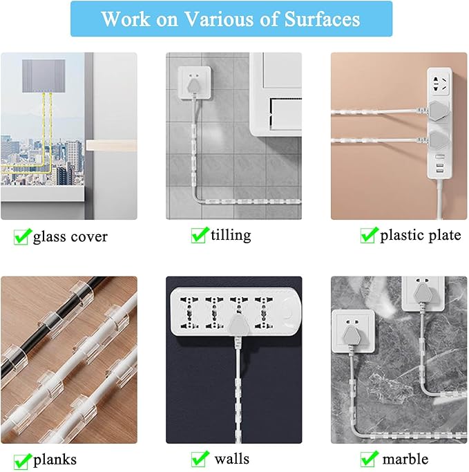 80 PCS Cable Clips (Small & Large),Adhesive Cable Clips for Wall,Finisher Wire Clamp for TV PC Laptop,Cable Management Clips Outdoor Light Clips