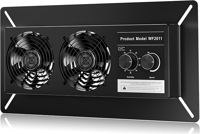 Sea Monkey Crawlspace Ventilation Fan, 220 CFM Air Out Crawlspace Fan Vent with Humidistat, Dehumidistat & Freeze Protection Thermostat, for Crawl Spaces Basement Garage Attic Hydroponics Grow Tents