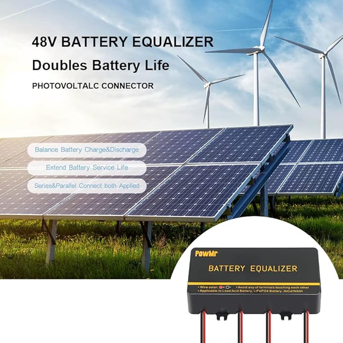 PowMr Battery Equalizer 48V - Battery Voltage Balancer,for 4×12V or 8×12V or More Battery Bank Extend Battery Life 1 Year and More, Support Gel Flood AGM Lithium Battery HA02 Balancer
