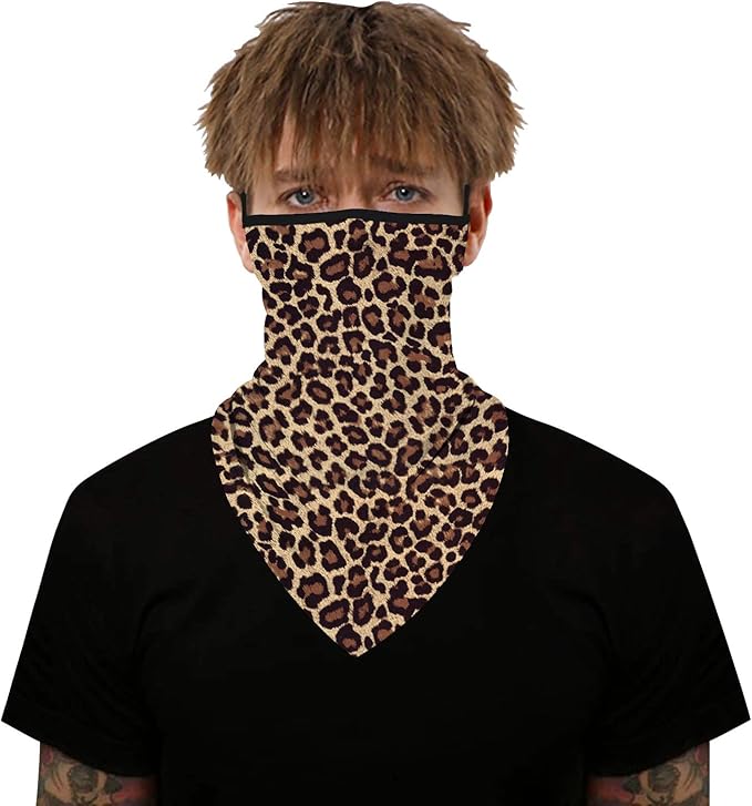 YAYOUREL Neck Gaiter Face Mask Bandanas for Men Women UV Face Scarf Cover Ear Loop Hole Facemask for Fishing Running Cycling