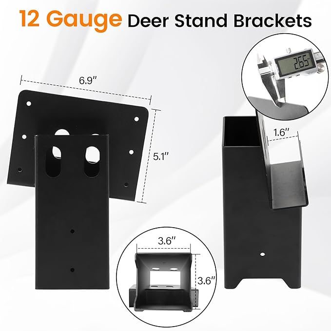 Deer Blind Brackets, Outdoor 4 x 4 Platform Bracket, 12 / 14 Gauge Steel Elevator Brackets for Deer Stand, Hunting Blinds, Shooting Shack