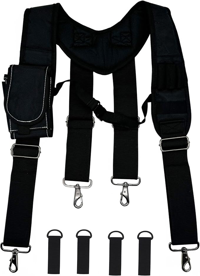 Cedriany Tool Belt Suspenders for Work Belt Suspenders Heavy Duty Padded with Attachment Loops for Men