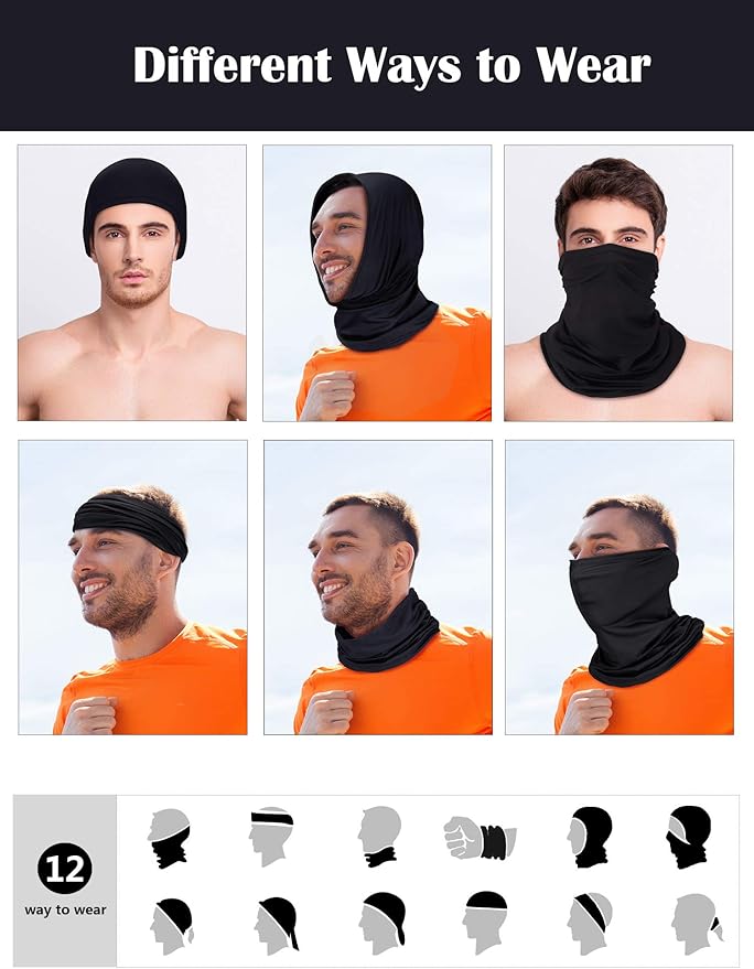 Geyoga Neck Gaiter Bandana Face Mask Summer UV Protection Cooling Breathable Face Mask Neck Scarf Balaclava for Men Women