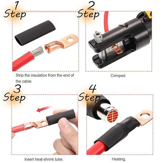 10Pcs 1/0 AWG 3/8" Heavy Duty Battery Ring Terminal 1/0 Gauge Wire Connectors 1/0 AWG Battery Cable lugs 3/8 Bare Copper Wire Lugs