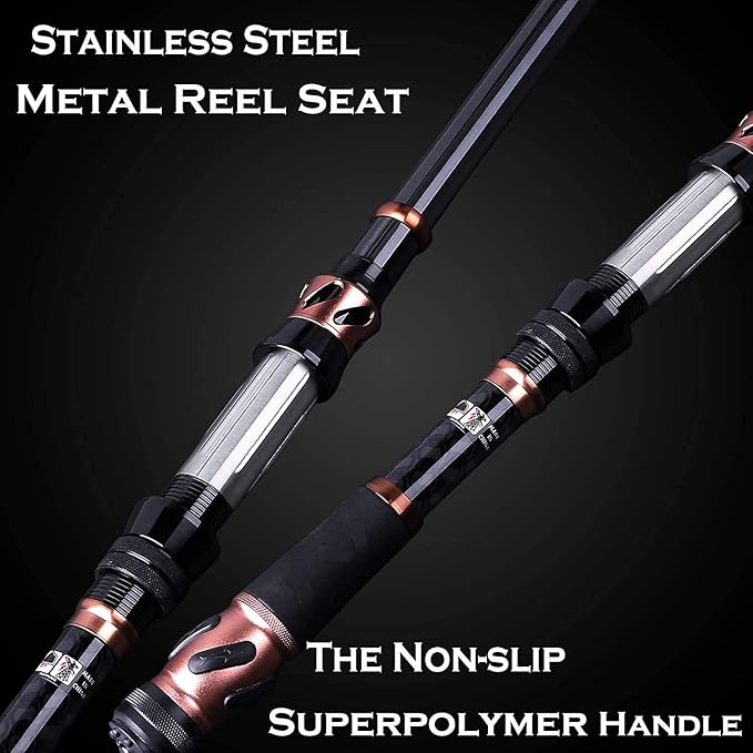 PLUSINNO Fishing Rod and Reel Combos, Toray 24-Ton Carbon Matrix Telescopic Fishing Rod, 12 +1 Shielded Bearings Stainless Steel BB Spinning Reel