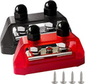 Ampper 5/16" Power Distribution Block Bus Bar 12V 200A, Dual Studs M8 Busbar Battery Junction Post Distribution Block with 1 x M4 Screw Terminal (Red and Black)