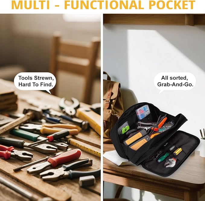 Tactical Tool Bag for Men,Wide Mouth Tool Pouch with Water-Resistant, Multi-purpose Range Bags with Zipper Handle,Heavy Duty Small Tool box organizer for Repairman, Carpenters, Handyman