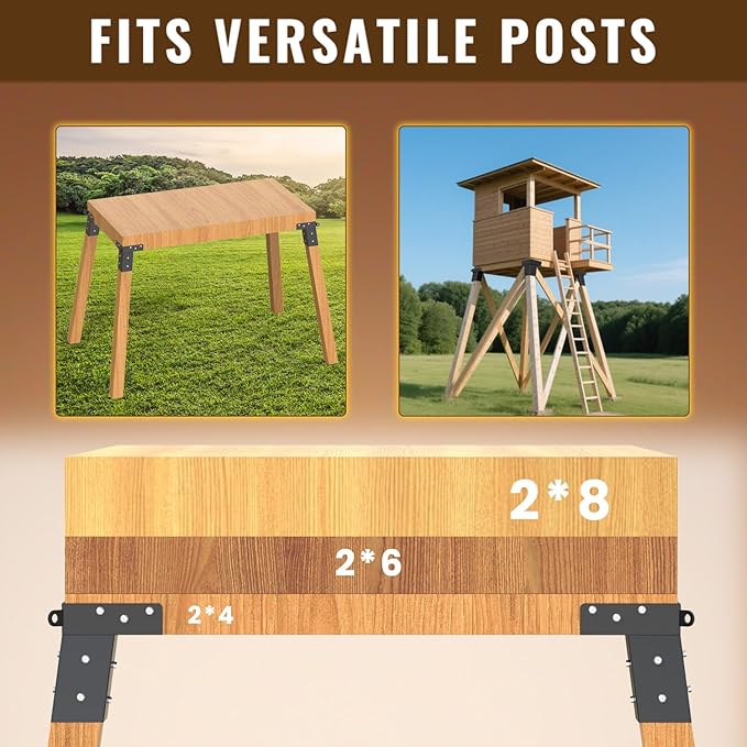 4 Pcs Deer Stand Brackets 4x4 Deer Blind Brackets Compound Angle Platform Bracket for Deer Hunting, Shooting Shack, Observation Decks, Tree Houses, Swing Sets, Outdoor Platforms.