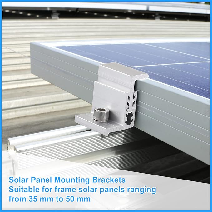 Zhengmy 40 Pack Solar Panel End Clamp Mounting Z Bracket Mid Clamps Aluminum Rail End Clamps Clips Adjustable Panels Grounding Gutter Kit for Pv Mounting System Install Hardware Fasteners Accessory