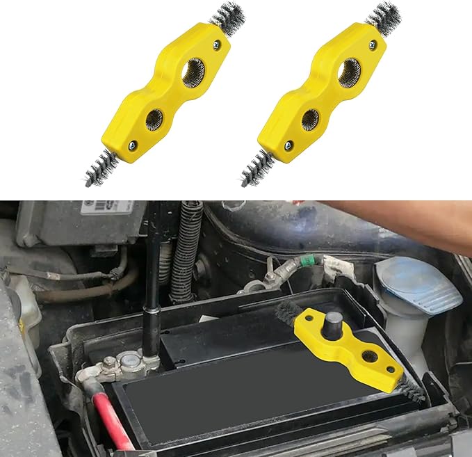 2PCS 4 in 1 Car Battery Cleaning Brush, Battery Terminal Cleaner, Copper Pipes Cleaner Brush Tool, Auto Universal Interior and Exterior Battery Terminals Machine Parts Anti-Corrosion Battery Terminals