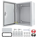 Electrical Box 12 x 10 x 8'' Steel Electrical Junction Box，NEMA 4X Steel Enclosure Box，Indoor&Outdoor Electrical Box Waterproof & Dustproof，Wall Mounted Universal，with Lock & Mounting Plate