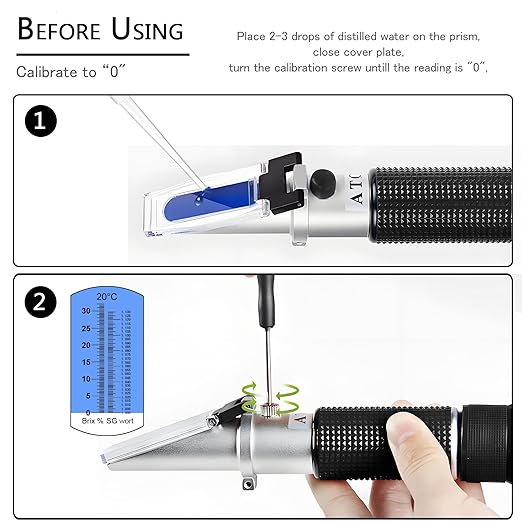 Beer Wort Refractometer,V-Resourcing Brix/Specific Gravity Refractometer for Beer Brewing, Dual Scale(Brix 0-32%, SG Wort 1.000-1.130)