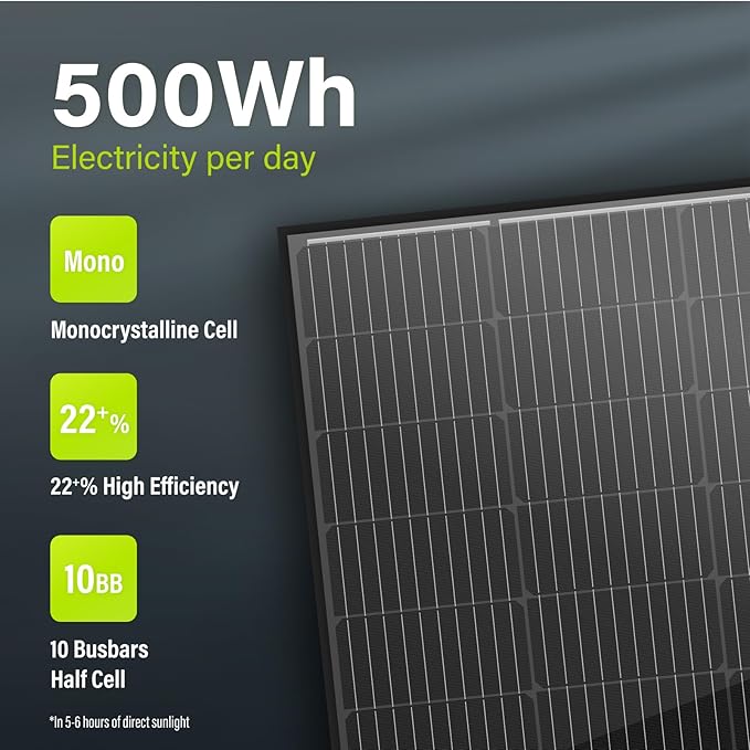 Newpowa Bifacial 100 Watts 12V 10BB Monocrystalline 100W Solar Panel High Efficiency Mono Module RV Marine Boat Off Grid (100W / Mounts)