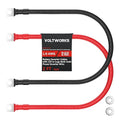 VOLTWORKS 1/0 AWG Gauge Red + Black Pure Copper Battery Inverter Cables Solar, RV, Car, Boat 2ft 3/8 in Lugs