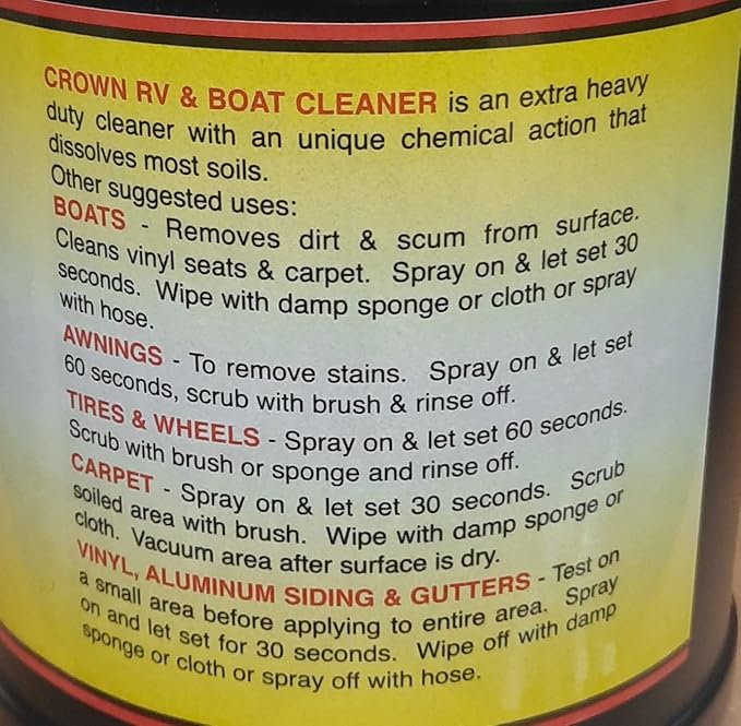 Crown RV and Boat Cleaner | 128 fl. oz. / 1 Gallon Bottles | 15 Second Cleaner | 4 PACK