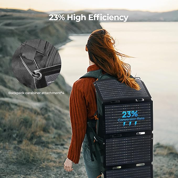 BougeRV 50W Fiberglass Portable Solar Panel, Foldable Solar Cell Solar Charger with USB Outputs for Phones, Compatible with BougeRV 277Wh/173Wh/JuiceGo 240Wh Power Station, for Camping, Hiking