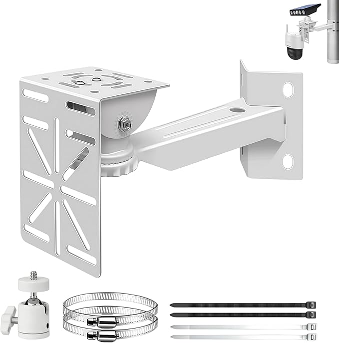 Security Camera Mount System - Modular 3-in-1 Adjustable Clamp-on Bracket | Fit Pole/Corner/Wall, ndoor Outdoo Screw & Clamp Installation for CCTV, Flood Lights, Solar Panels