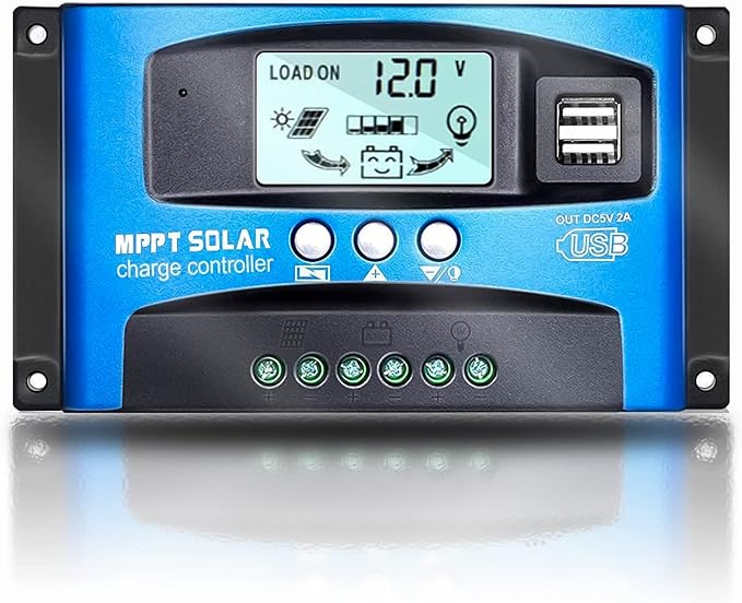 YFUG GO EpRec MPPT 60A 12V/24V Auto Focus Tracking Solar Panel Charge Controller Regulator with Dual USB Port, LCD Display
