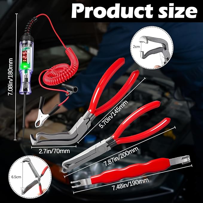Electrical Disconnect Pliers Set – Automotive Electrical Tools & Connector Removal Tool Kit with Hose Clamp Pliers, Wire Terminal Separator, and Car Plug Connector