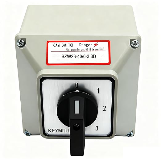 40A Changeover Switch with Exterior Box, 4 Positions 3 Poles, Universal Selector Switch, Cam Switch Box IP65