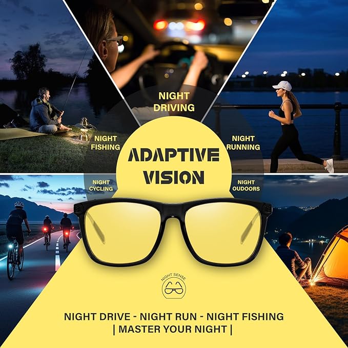 DUCO Polarized Night Vision Glasses for Men and Women Yellow Safety Driving Glasses with UV Protection and Anti Glare