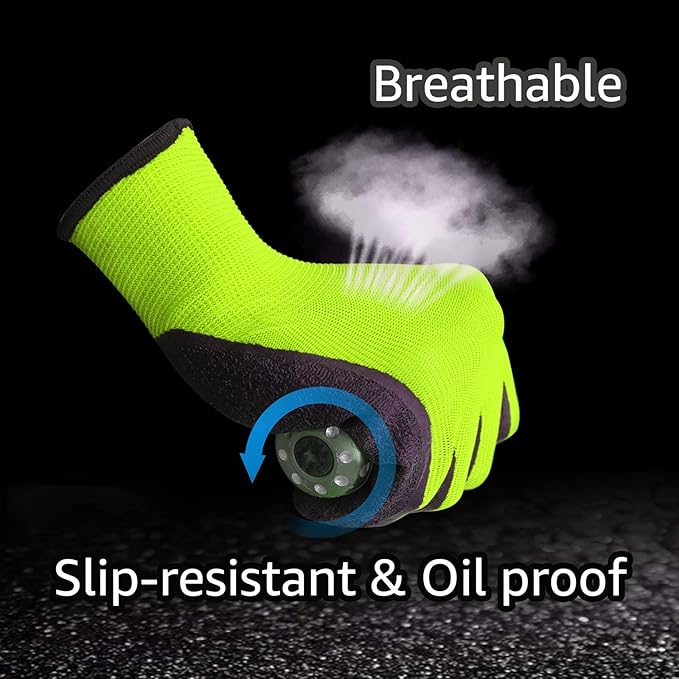 Evridwear Crinkle Latex Rubber Hand Coated Safety Work Gloves for Men Women General Multi Use Construction Warehouse Gardening Assembly Landscaping (XXL,12 Pairs Pack)