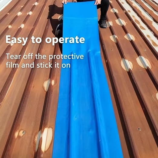 Heavy Duty Industrial roof Waterproof Tape, Suitable for Metal Surfaces, Corrugated Roofs, and Iron Plates - Durable, high-Grade sealant, Industrial roof Maintenance (Blue, 7.874in*393.7in)