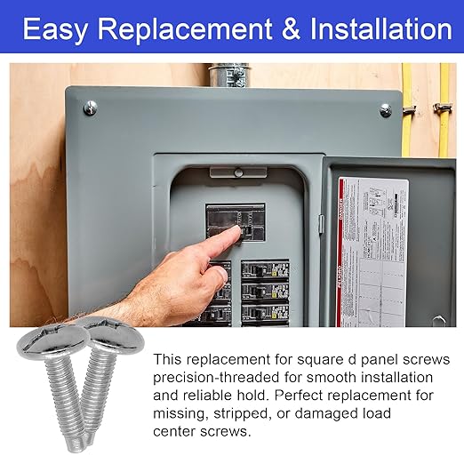 Electrical Panel Screws Replacement for Square D Panel Cover Screws, Compatible with Square D 200 Amp Panel, Electric Panel Screws, Durable Steel, Easy Installation - 12 Pack