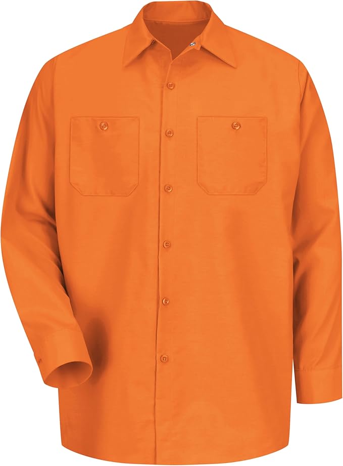Red Kap Men's Long Sleeve Industrial Work Shirt | Moisture Wicking Button Up, Wrinkle Resistance Fights Fading & Stains