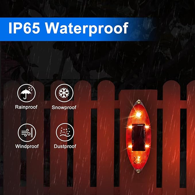 Aolyty Solar Strobe Warning Light Outdoor, Bright Solar Safety Flashing Light 4 Pack Road Signs IP54 Waterproof for Construction Site, Traffic, Dock, Marine, Stop Sign (White)