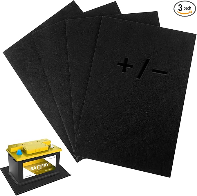 3 Pcs Battery Protector Mat, 8 X 12 Inches Battery Acid Absorber Mat, Anti Shock and Corrosion Mat for Battery, Anti Vibration Pads for Rvs, Cars, Boats and Trucks (3)